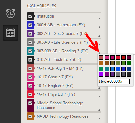 Change Calendar Colors 
